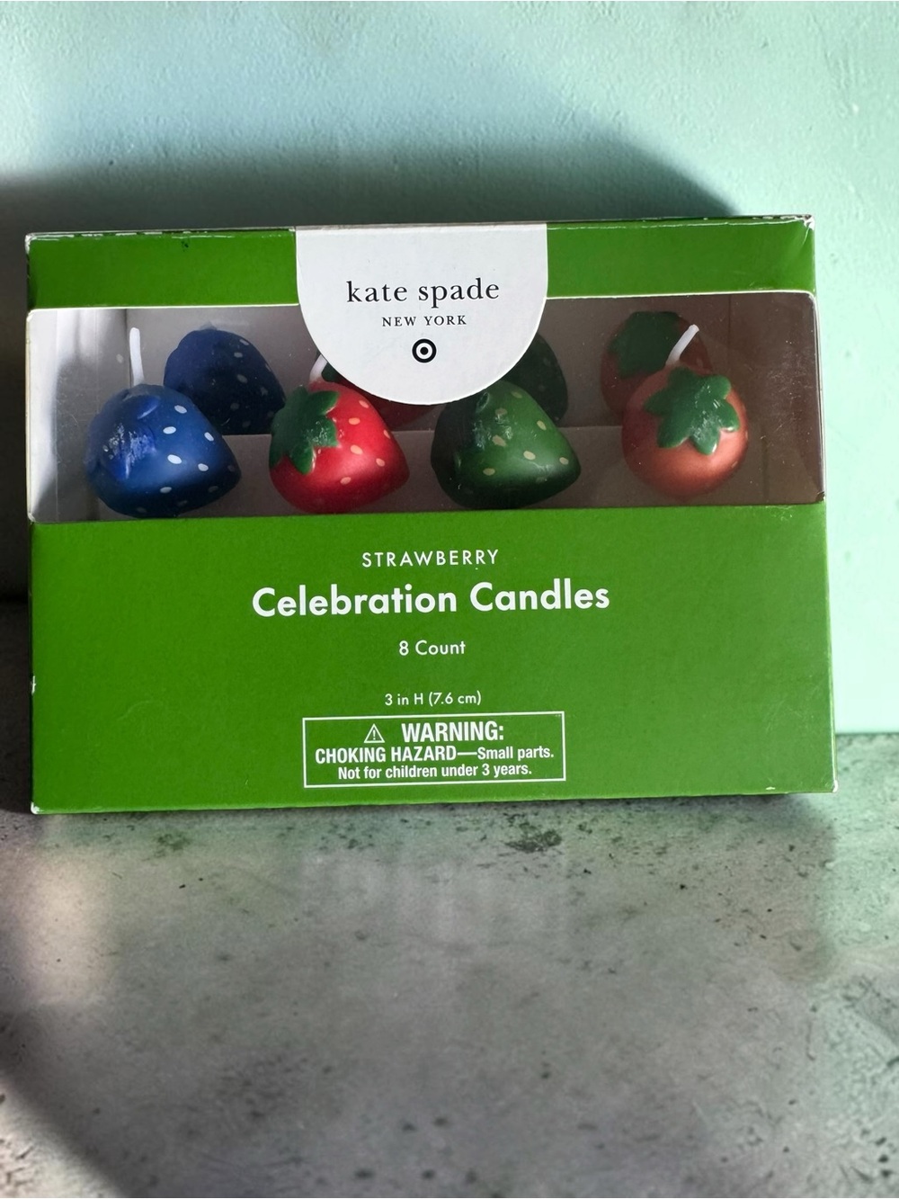 kate spade Strawberry Celebration Candles - Blue, Red, Green, Coral